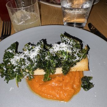 Dixboro Project - Black bass fish over puréed sweet potatoes with light crisped kale. - Breakfast & Brunch Near Me - Ann Arbor, Michigan