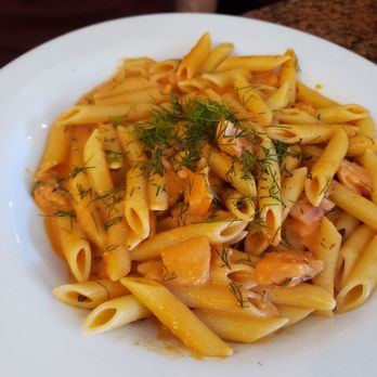 Bugatti Bistro - Pasta with Salmon - Italian Near Me - Coral Gables, Florida Bugatti Bistro - Pasta with Salmon - Italian Near Me - Coral Gables, Florida