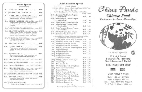 Menu photo 3 China Panda Somersworth, NH