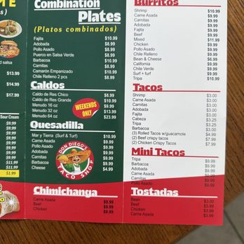Don Diego's Taco Shop - Menu - Fast Food Near Me - Houston, Texas