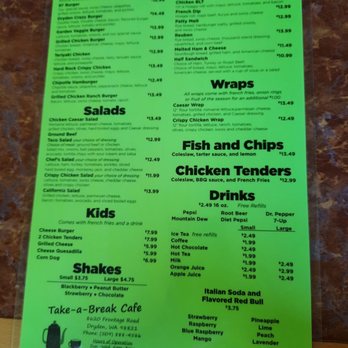 Take A Break Cafe - Menu 4/22 - Breakfast & Brunch Near Me - Dryden, Washington