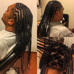 Extensions, Braids & Styling by Lei - Men's Braids Long Hair half cornrow and half singles