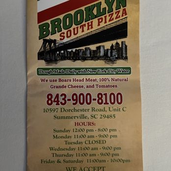 Brooklyn South Pizza - a poster for the restaurant - Pizza Near Me - Summerville, South Carolina Brooklyn South Pizza - a poster for the restaurant - Pizza Near Me - Summerville, South Carolina