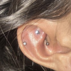 Ouch! Piercings and Tattoos - Correct jewelry for rook. Room for swelling.
