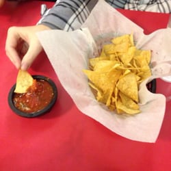 Taqueria El Rancho - Hot chips and salsa! The salsa is great!