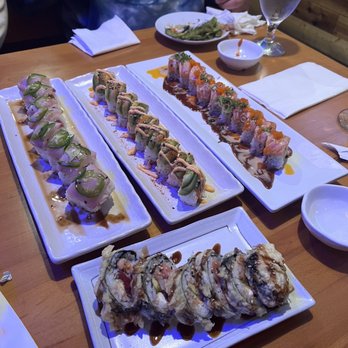 Wazabi Sushi - Orange - Right to left: lol Nemo Roll, 911 Roll, Twilight Yellowtail, Slot Machine - Sushi Bars Near Me - Orange, California Wazabi Sushi - Orange - Right to left: lol Nemo Roll, 911 Roll, Twilight Yellowtail, Slot Machine - Sushi Bars Near Me - Orange, California