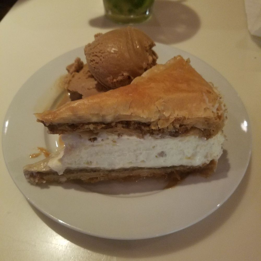 Omonia Cafe - Love this baklava cheesecake, but it was too overwhelming sweet. The coffee ice cream was mediocre, too icey and not creamy. - Bakeries Near Me - Brooklyn, New York Omonia Cafe - Love this baklava cheesecake, but it was too overwhelming sweet. The coffee ice cream was mediocre, too icey and not creamy. - Bakeries Near Me - Brooklyn, New York