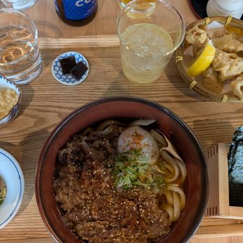 Zaru - Beef udon with onsen egg and mushroom tempura - Japanese Near Me - Orlando, Florida Zaru - Beef udon with onsen egg and mushroom tempura - Japanese Near Me - Orlando, Florida