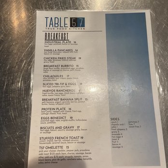 Table 57 - Front of menu - Breakfast & Brunch Near Me - Visalia, California