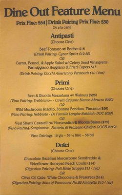 Menu photo 5 Di Beppe Vancouver, BC Menu photo 5 Di Beppe Vancouver, BC