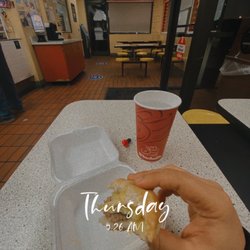 Winchell's Donut House - Humble people. Nice simple meal. Preparing my day for Fasting with Turkey Bagel and received a glazed donut. My day been made.
