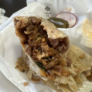 Flacos Tacos - Burrito Super al pastor (extra dry meat) - Food Trucks Near Me - Modesto, California
