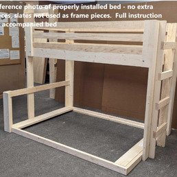 Reference Photo of properly installed bed frame (photo sent by manufacturer), full instruction set accompanied bed frame.  This is the photo