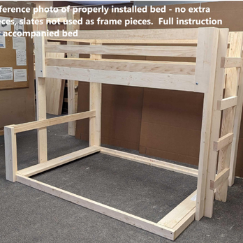 Working Men Moving - Reference Photo of properly installed bed frame (photo sent by manufacturer), full instruction set accompanied bed frame.  This is the photo - Movers Near Me