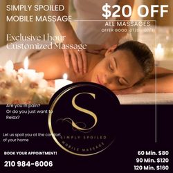 Simply Spoiled Mobile Massage - July Special
Book your appointment today!