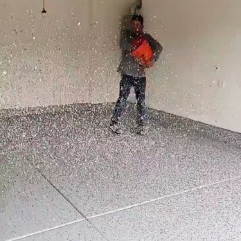 CA Resurfacing - Sprinkling the flake! - Flooring Near Me - Orange, California CA Resurfacing - Sprinkling the flake! - Flooring Near Me - Orange, California