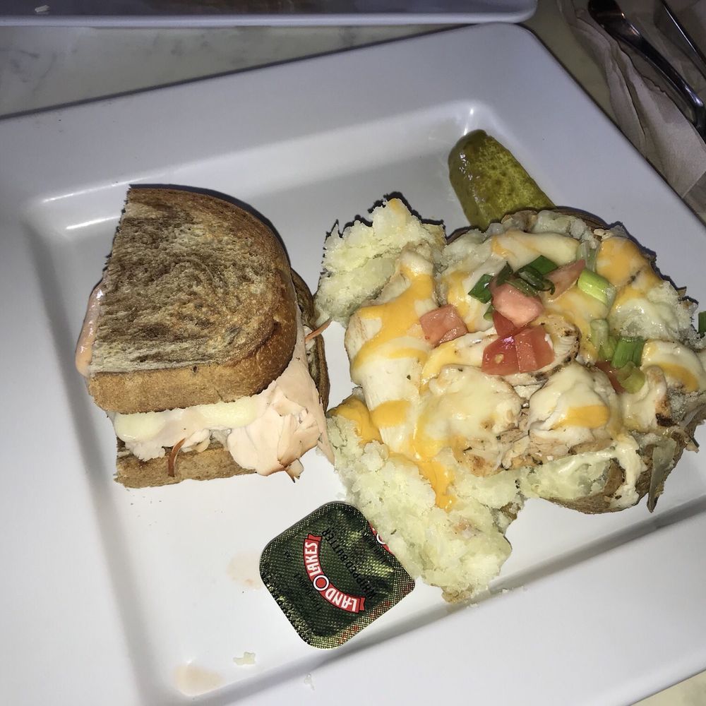 Half turkey reuben and "half" chicken spud...Good Grub