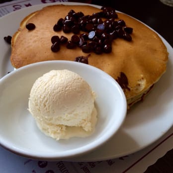 Beach Plum Kitchen - Chocolate Chip Buttermilk Pancakes w/Vanilla Bean Ice Cream - New American Near Me - Carlsbad, California Beach Plum Kitchen - Chocolate Chip Buttermilk Pancakes w/Vanilla Bean Ice Cream - New American Near Me - Carlsbad, California