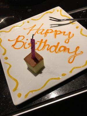 Photo of The Melting Pot - Appleton, WI, US. Birthday dessert plate