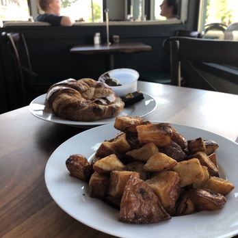 Never Enough Thyme - Home fries and butter croissant - Cafes Near Me - Alpharetta, Georgia