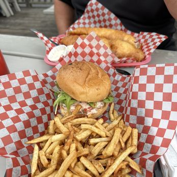 The South Shore Fish Shack - Lobster sandwich with fries and fish and chips. (Huge portions!!) - Seafood Near Me - Lunenburg, Nova Scotia The South Shore Fish Shack - Lobster sandwich with fries and fish and chips. (Huge portions!!) - Seafood Near Me - Lunenburg, Nova Scotia