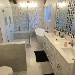 Picture of remodeled bathroom and custom glass job. Picture of remodeled bathroom and custom glass job.