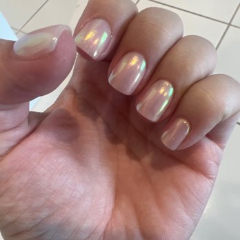KC Nails & Spa - Chrome nails with light pink under - Nail Salons Near Me - Riverside, California