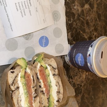 Think Coffee - Cinnamon raisin bagel w/ cream cheese, salmon, & avocado - Coffee & Tea Near Me - New York, New York Think Coffee - Cinnamon raisin bagel w/ cream cheese, salmon, & avocado - Coffee & Tea Near Me - New York, New York