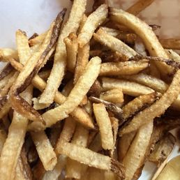 Fries were super yummy. Not greasy. Reminded me of In N Out, but different. Fries were super yummy. Not greasy. Reminded me of In N Out, but different.