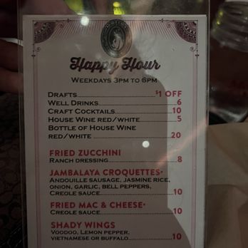 The Shady Lady Saloon - Happy hour menu - New American Near Me - Sacramento, California The Shady Lady Saloon - Happy hour menu - New American Near Me - Sacramento, California