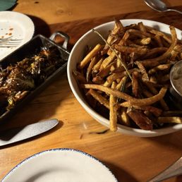 Tallow fries and crispy brussel sprouts