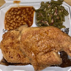Papa’s Kitchen - Double order of fried pork chops, green beans, and baked beans!