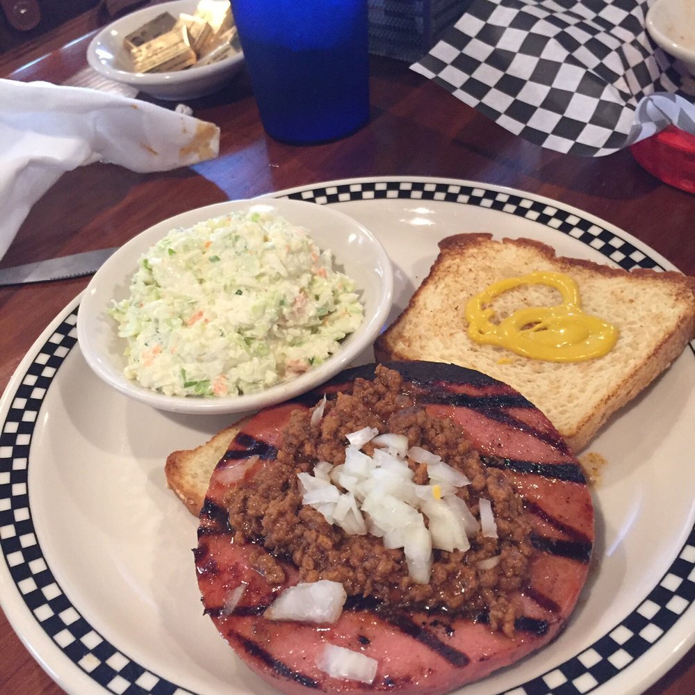The Bridge - The Big K (thick cut fried bologna, chili, onions, and yellow mustard) on gluten free bread. - American Near Me - Indian Trail, North Carolina The Bridge - The Big K (thick cut fried bologna, chili, onions, and yellow mustard) on gluten free bread. - American Near Me - Indian Trail, North Carolina
