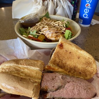 Main Street Grill - Tri-tip sandwich with barbecue sauce, Asian salad small. Pepsi. - Barbeque Near Me - Cambria, California Main Street Grill - Tri-tip sandwich with barbecue sauce, Asian salad small. Pepsi. - Barbeque Near Me - Cambria, California
