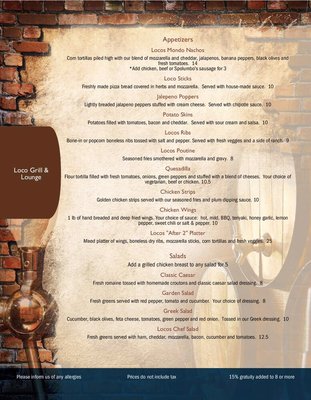 Menu photo 2 Locos Lounge Calgary, AB Menu photo 2 Locos Lounge Calgary, AB