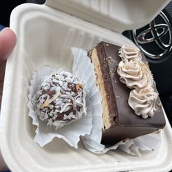 Chocolate ganache cake and coconut chocolate truffle