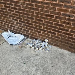 Trash left until next day by owners. Daily.