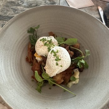 Botanist - Perfect Poutine with Poached eggs - Canadian (New) Near Me - Vancouver, British Columbia