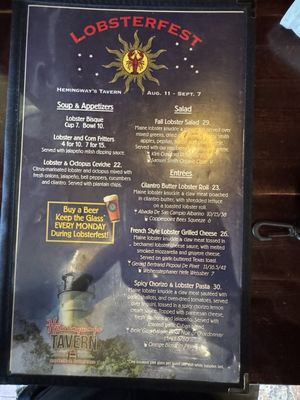 Menu photo 3 Hemingway's Tavern Melbourne, FL
