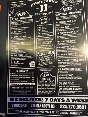 Menu photo 6 Jimmy John's Concord, CA