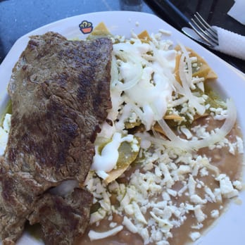 Potzolcano - Chilaquiles with carne asada - Mexican Near Me - Santa Ana, California