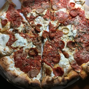 Brooklyn's Brick Oven Pizzeria - This is their bland pizza and makeshift to go box - Pizza Near Me - Hackensack, New Jersey