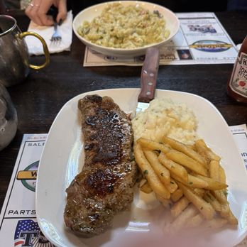 Pour House - New York steak, jalepeno mashed potatoes. Parm fries and cilantro pesto pasta. - Bars Near Me - Bakersfield, California