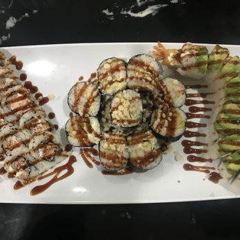 Sushi 2 Mee - From left to right: Sunshine roll, Rock & Roll, and Dragon Roll. All delicious!! - Sushi Bars Near Me - Miami, Florida Sushi 2 Mee - From left to right: Sunshine roll, Rock & Roll, and Dragon Roll. All delicious!! - Sushi Bars Near Me - Miami, Florida