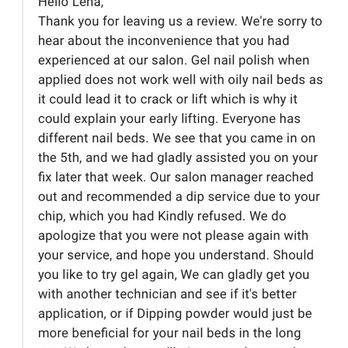 Anthony Vince' Nail Spa - Here is the review claiming I had oily nail beds. Didn't tell me in person. Only said this Bc I declined to take down review - Nail Salons Near Me - Dublin, Ohio