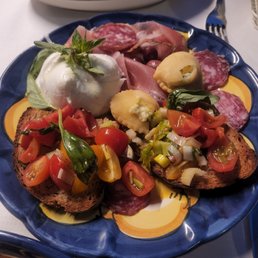 Antipasta with salami etc, bruschetta