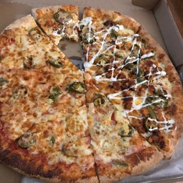Half pineapple jalapeño half buffalo chicken Half pineapple jalapeño half buffalo chicken