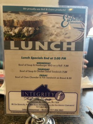 Menu photo 3 Esther's Restaurant Fredericksburg, PA
