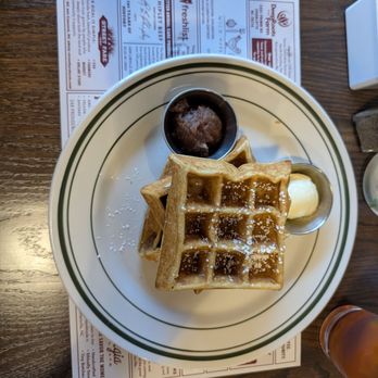 Grey's Diner - My overnight yeast waffles with freshly made apple butter hit the spot! - Diners Near Me - Charlotte, North Carolina Grey's Diner - My overnight yeast waffles with freshly made apple butter hit the spot! - Diners Near Me - Charlotte, North Carolina