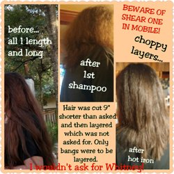 Shear One - This is a family member. I would seriously think twice before going to Shear One. I WAS A CLIENT. I used them for years. Never again.